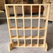 20-Slot Cup Rack with Back Panel - Montessori classroom furniture in pine