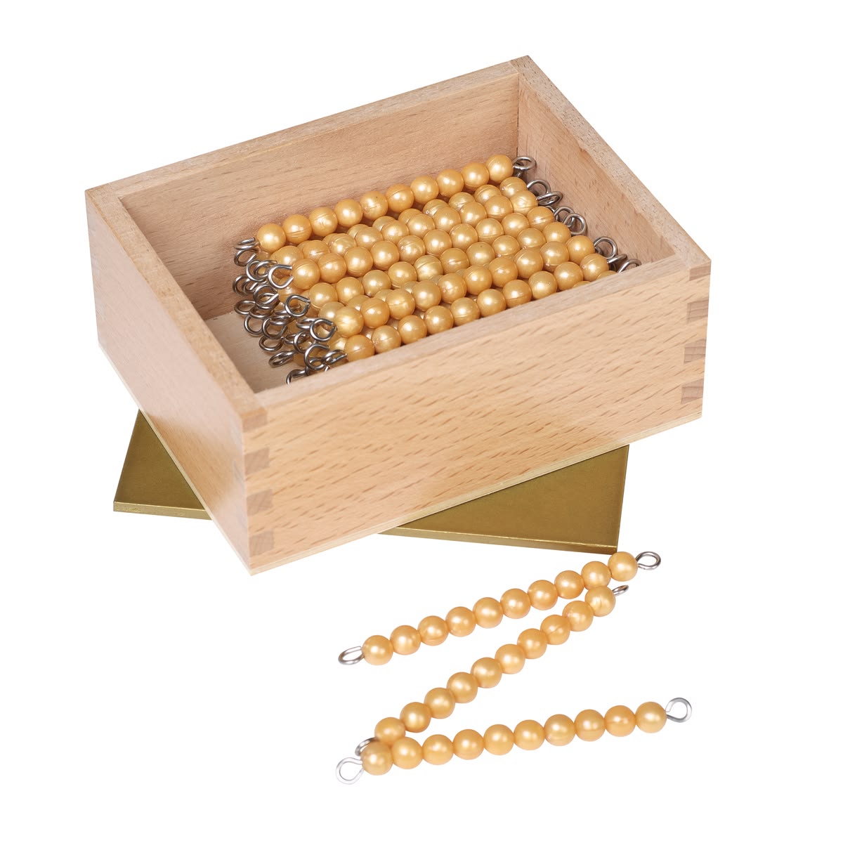 45 Golden Bead Bars of 10 with Wooden Box