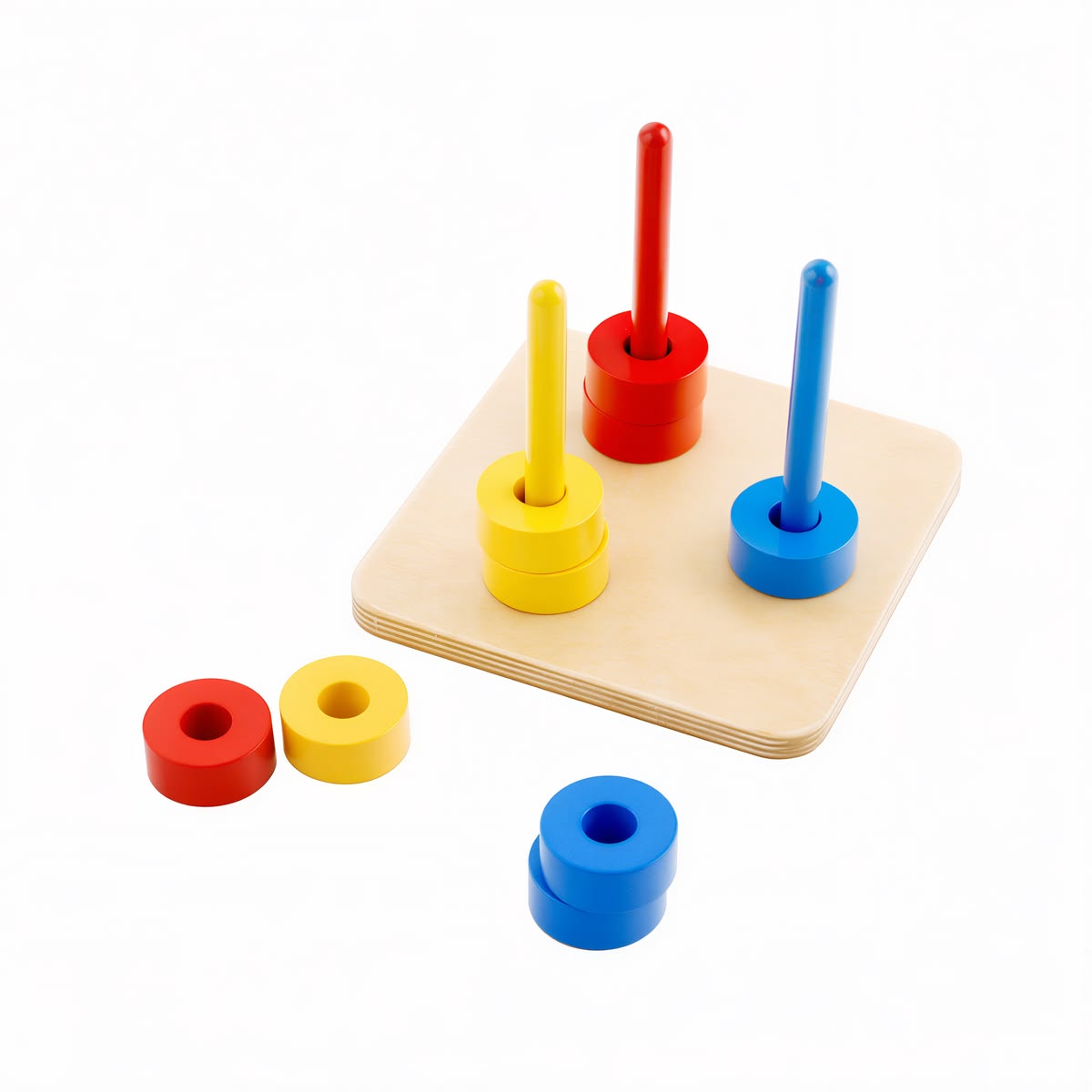 Coloured Discs on 3 Dowels