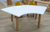 Mixed-Color Fan-Shaped Table - Montessori classroom furniture in beech